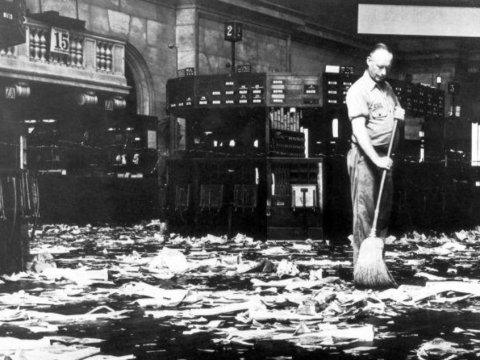 Cleaning up after the stock market crash.